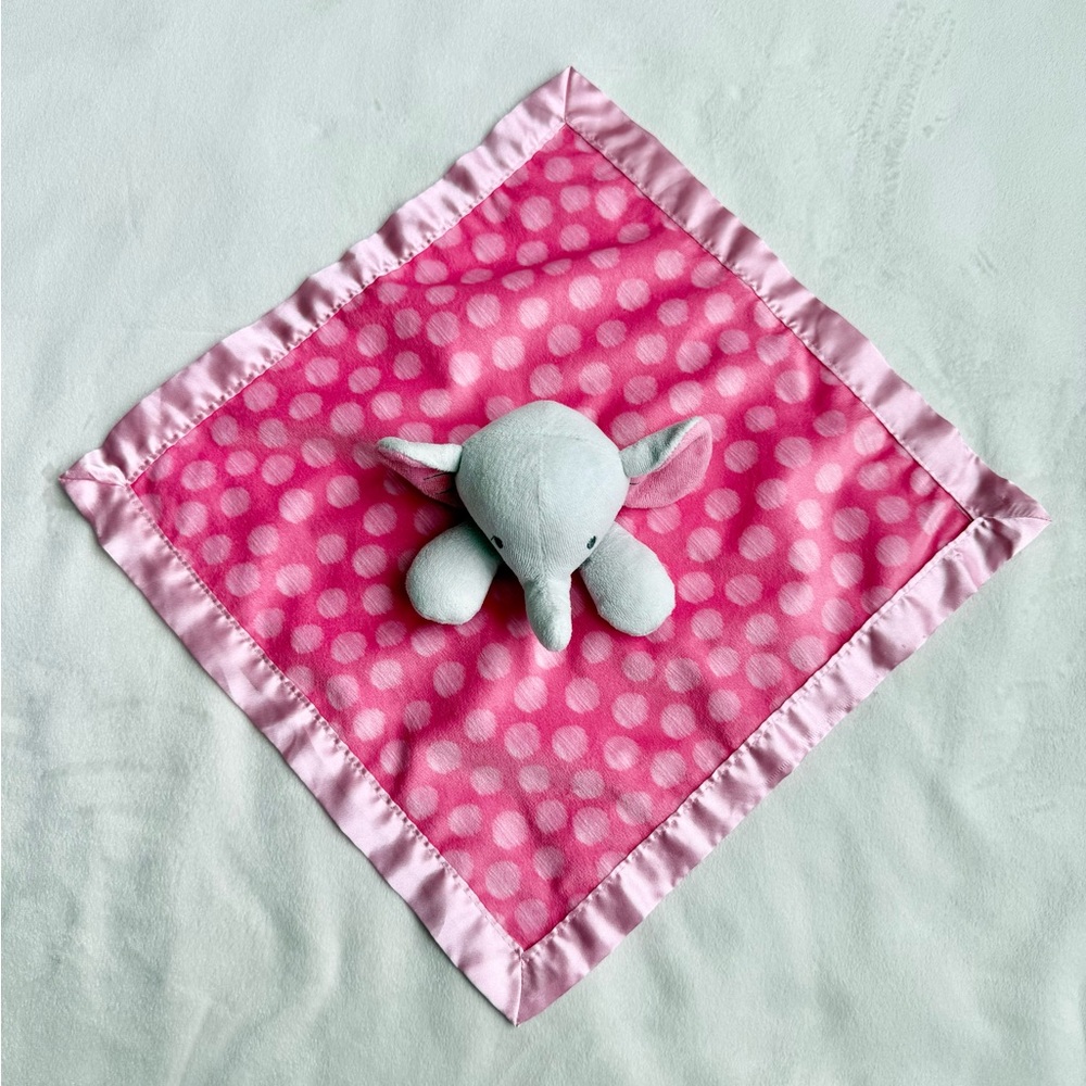 Circo Baby Grey Elephant Pink Polka Dot Security Blanket Stuffed